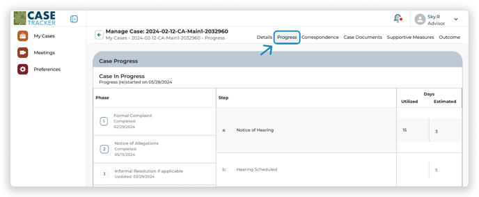 Case progress_Advisor